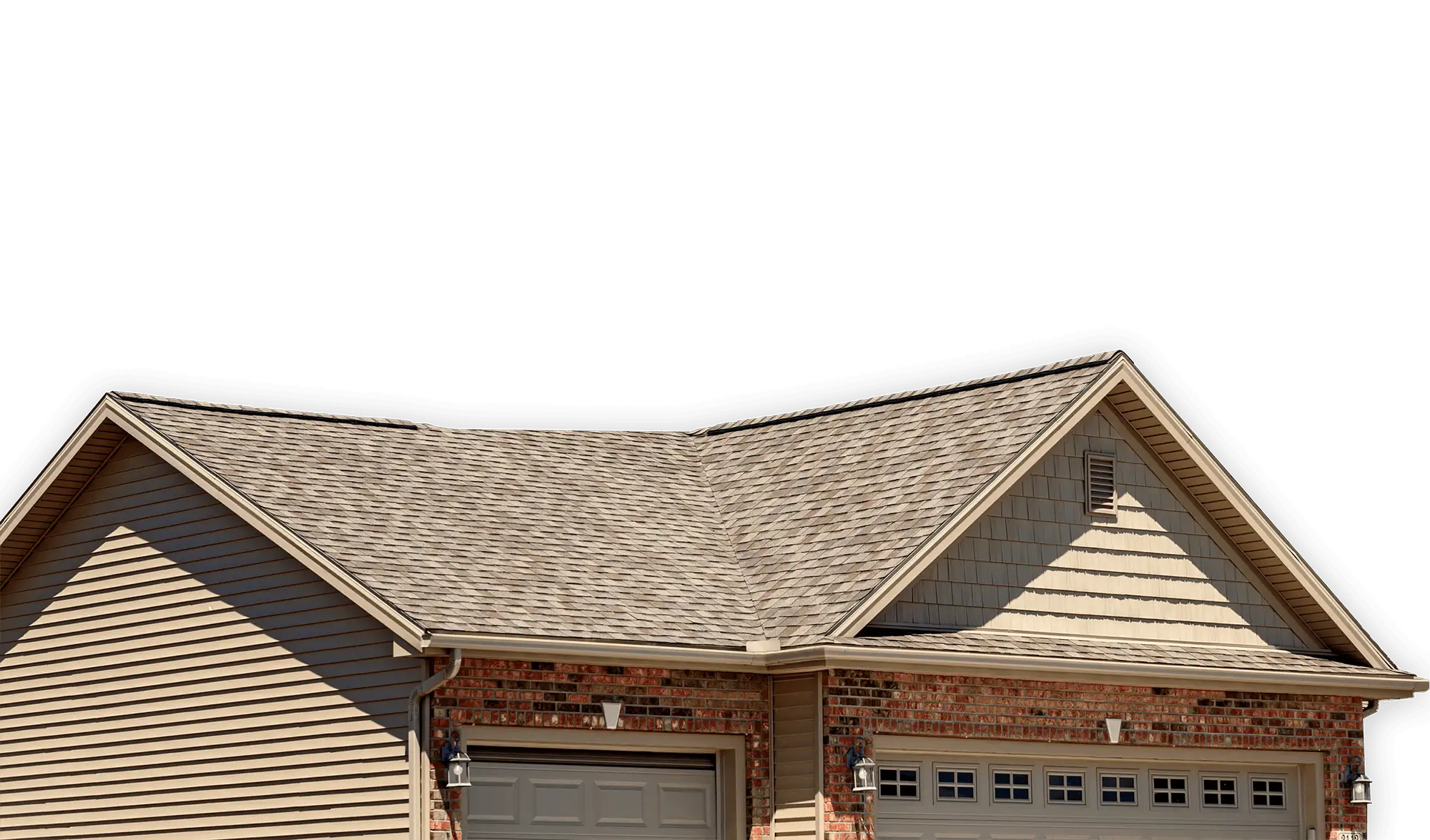 Roofing over a garage and house