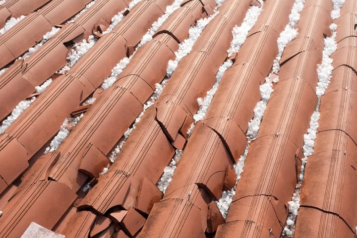 Damaged clay tile roof